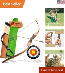 Wooden Bow and Arrow for Kids with 10 Arrows, Quiver, 3 Targets & Storage Bag…