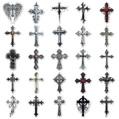 25Pcs Random Gothic Faith Cross Dark Retro Religious Decals Waterproof Stickers