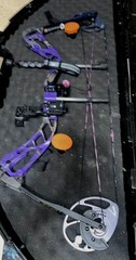 Diamond Archery Edge 320 Bow Purple Mossy Oak Bundle (arrows/hard case/quiver)