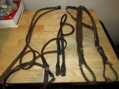 VINTAGE SILVER ROYAL SILVER CONCHO & LACED BRIDAL REINS AND BREAST COLLAR SET