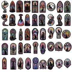 20PCS Mixed Gothic Medieval Astrology Tarot Black Cats Waterproof Vinyl Stickers