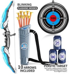 Suction Cup Arrow Archery Set for Kids – LED Light, Quiver & Targets Included