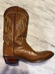 Vintage Justin 1470 Western Cowboy Boots Brown Leather Mens 8.5D US Ranch Rodeo