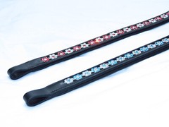 FSS Red Siam Aquamarine Blue FLOWER Rhinestone BLING Crystal Padded BROWBAND NEW