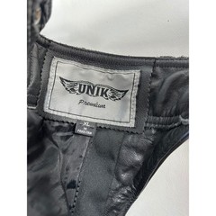 Unik Premium Vintage Sz XL Black Leather Motorcycle Chaps Biker Buckle Belt