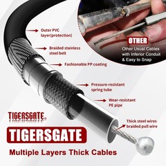 37.4″ Black Vinyl Stainless Steel Braided Extended Throttle and Idle Cable Ki…