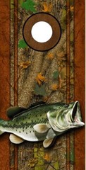Cornhole Decals Wraps Fishing Graphics Bass Fish Oak Ambush Camouflage 05R/01L