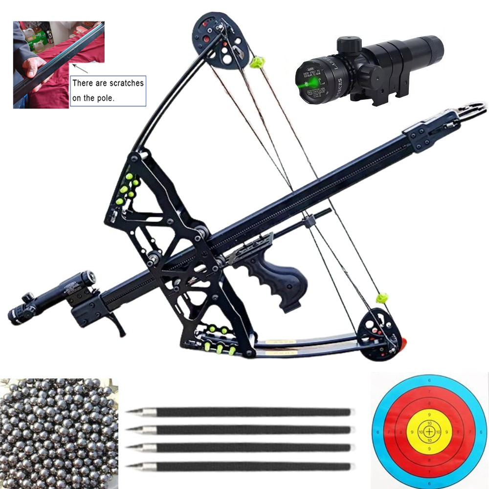 Used Compound Bow Set 40lbs Steel Ball mini Arrows Dual-use Archery Hunting Shot