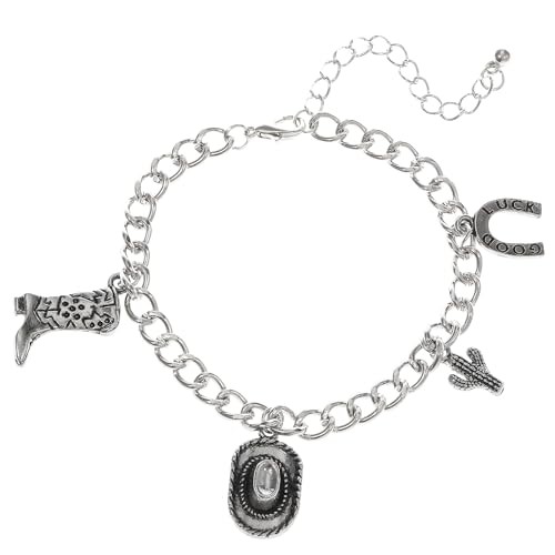 Cowgirl Jewelry Cowgirl Boot Hat Cactus Horseshoe Bracelet Vintage Silver