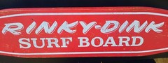 Vintage Wooden Rinky Dink Surf Board Metal Steel Wheels 24″ Skateboard 1960s
