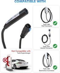 EV Charger Extension Cable for Tesla, Up to 50A 21FT 240V 12KW NACS Extension Ca