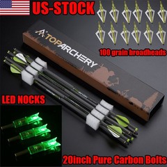 20″ 6/12pcs Crossbow Bolts Arrow Broadheads Archery Target Hunting Shooting