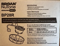 Broan-NuTone BP28R Genuine Replacement Motor/Wheel for 70 CFM Bathroom Fans