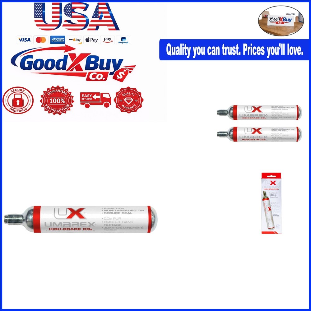 High-Grade CO2 Cartridges 88G Pack of 2 for Pellet and Airsoft Guns – Clean &…