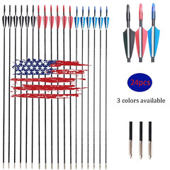 Archery 24/48pcs 31″ Archery Fiberglass Arrows Dense Shaft Tip Hunt Practice
