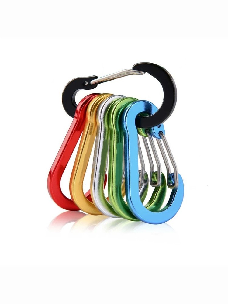 Aluminum Carabiner Clip D Ring Set Hiking Gear Keychain Key Holder Loop US