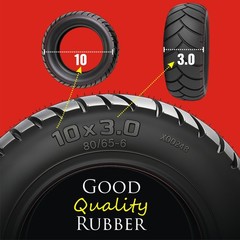 80/65-6 Tubeless Off-Road Tire 10×3 Vacuum Tire w/ Valve for 10″ E-Scooter (2PCS