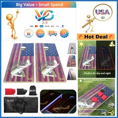 LED Cornhole Board Set 4×2 Waterproof Wood with RGB Lights & Bags