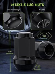 16PCS ATV Lug Nuts – Replacement for Polaris Ranger XP M12x1.5 Black Hex