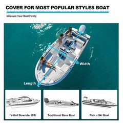Trailerable Boat Cover 17-19ft with Outboard Motor Cover, 900D Mari… Fast Ship