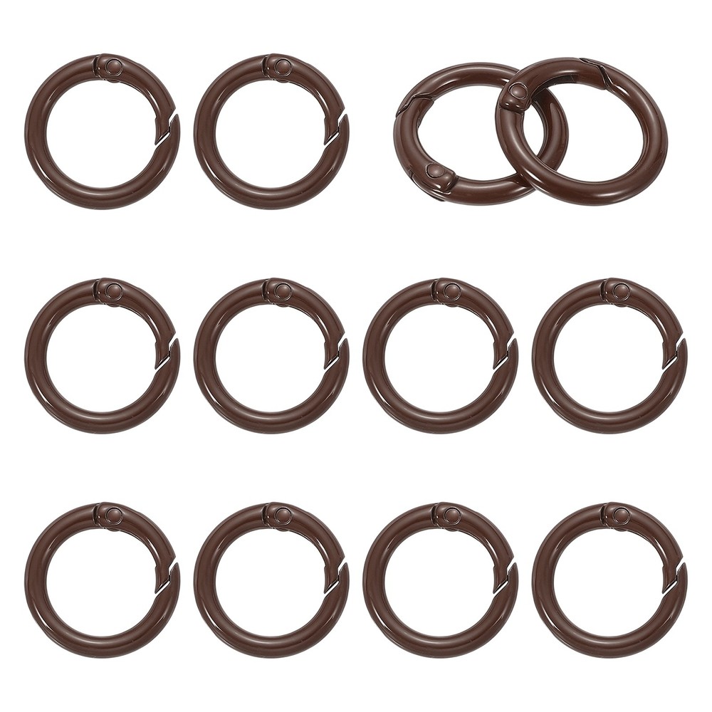 1″ Spring O Rings, Spring Snap Keyring for Handbag, 12 Pack Brown
