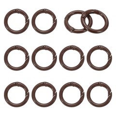 1″ Spring O Rings, Spring Snap Keyring for Handbag, 12 Pack Brown