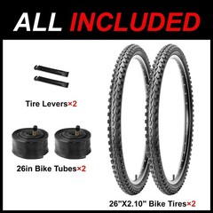 WHEELO Mountain Bike Tires Set: 2-Pack 26×2.1 Inch Folding Replacement Bicycl…
