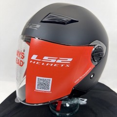LS2 Track Party Helmet Matte Black Open Face Motorcycle XXL OF569 Clear Visor