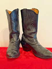 Nocona Vintage Black Leather Cowboy Boots Mens Style 4701 Sz 12