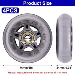 BENLIUDH Inline Skate Wheels with Bearings, 3 Inch Roller 3inch-4pcs, Silver