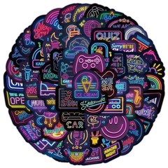 30Pcs Random Cool Neon Waterproof Vinyl Stickers For Water Bottle Laptop