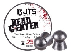 JTS Airguns Dead Center Precision .25 Cal Pellets 25.3 Grains Domed Tip 150ct