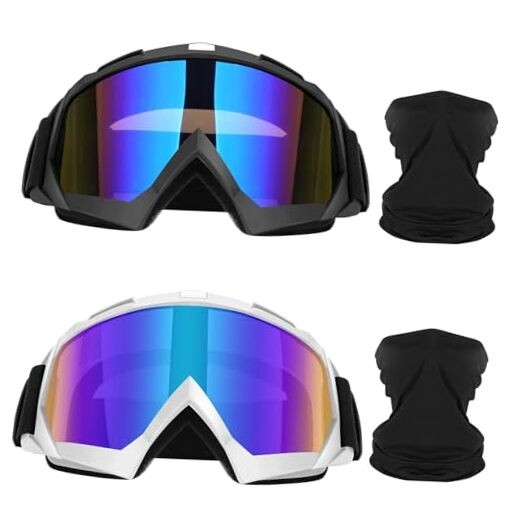 Lievermo Motorcycle Goggles Dirt Bike Goggles 2 Pack ATV Off-Road Black+white