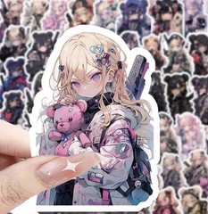 30Pcs Random Cool Cute Gothic Anime Girls Cartoon Waterproof Stickers