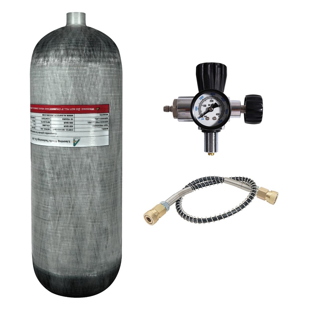 TUXING 4500Psi/300Bar Pcp Air Tank 9L Carbon Fiber HPA Tank with Luminous valve