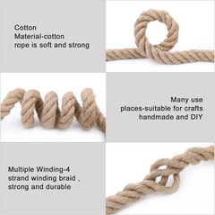 Jute Rope,1 1/2inch x 50 FT Natural Twisted Manila Heavy Duty Hemp Ropes for Cra
