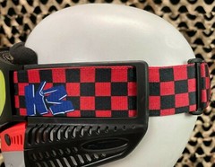 NEW KM Paintball Goggle Strap – Checkered Black/Red
