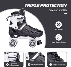 Roller Skates for Girls Ages 5-8 8-12 and Boys Teens, Adjustable 4 Sizes for …