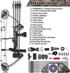 2024 Camouflage Compound Bow Kit: 0-70 Lbs, 320 FPS – All Accessories Included