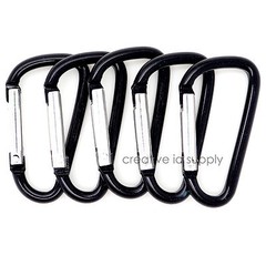 NEW 1-7/8″ BLACK CARABINER D-RING SPRING BELT CLIP KEY CHAIN ALUMINUM HOOK
