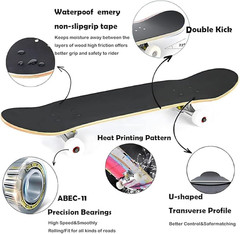 Pro Complete Skateboards for Beginners Girls Boys Kids Youths Teens Adults 31″X8