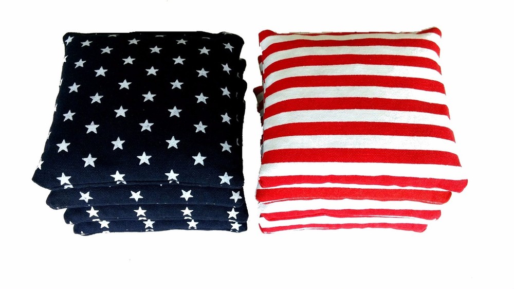 Stars and Stripes – 8 Regulation Cornhole Bags! American Flag Bag! High Quality