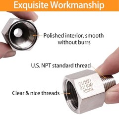 1/4″ Male to 1/2″ Female Reducer Adapter, 304 1/4″ Male x 1/2″ Female