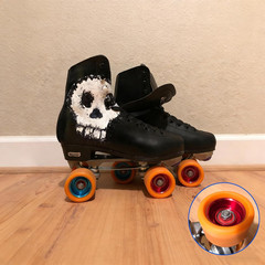 62mm Roller Skate Wheels Aluminum Alloy ABEC-9 Bearings 4 Pack Black Red