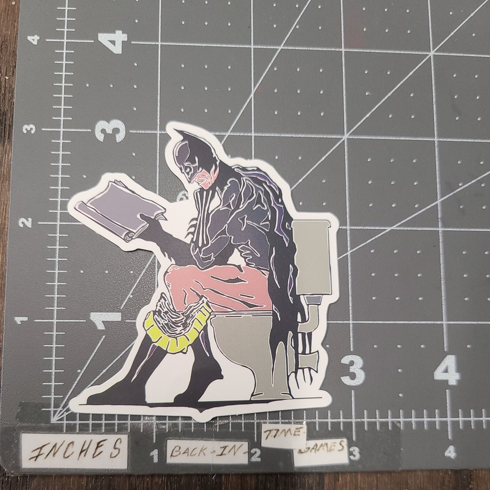 Batman Pooping Adult Humor Sticker For Guitar Laptop Skateboard Mat92