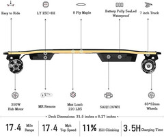 A1 Electric Skateboard with Remote, Rang up to 17 Miles/24, 8 Ply Canadian Maple