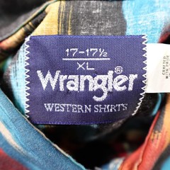 Wrangler Western Shirt XL 17-17 1/2 Multicolor Ikat 100% Cotton Long Sleeve