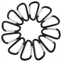 10X black Aluminum Carabiner D Shape Buckle Pack Spring Snap Keychain Clip Hook