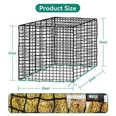 Round Bale Hay Net for Horses,5×5 Feet Knotless Slow Feed Hay Net Feeder for …