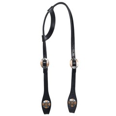 HS Hilason Horse Genuine Leather One Ear Headstall Bridle GS Concho Black